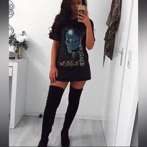 NIB NEW Kaitlyn Pan Thigh High Over Knee Boots Black Size US 8  EUR 38 Suede